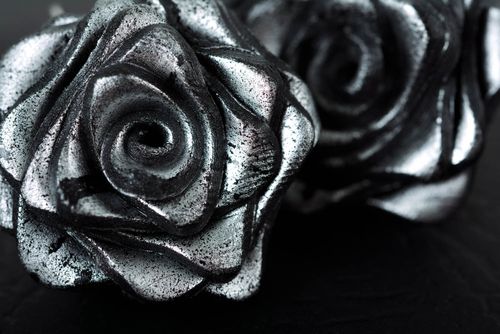 Серьги из полимерной глины украшение ручной работы элитная бижутерия Черные розы - MADEheart.com