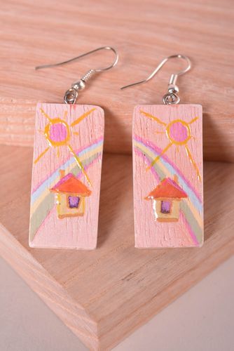 Orecchini belli in argilla fatti a mano accessorio originale con case - MADEheart.com