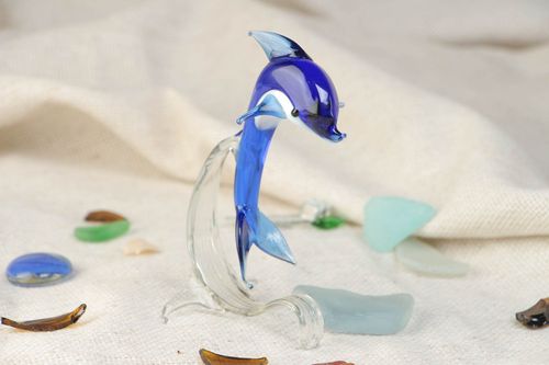 Beautiful small handmade lampwork glass figurine Dolphin - MADEheart.com