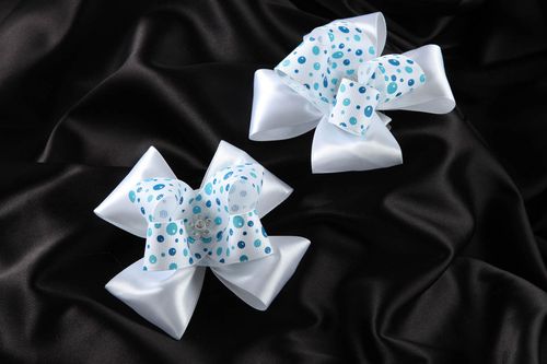 Barrettes cheveux noeuds Bijou fait main en rubans Accessoires coiffure - MADEheart.com