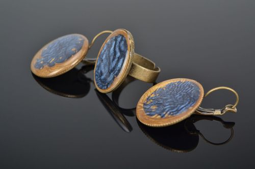 Ensemble de bijoux boucles doreilles et bague - MADEheart.com