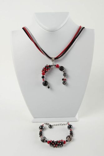 Pendentif corail Bracelet fait main agate Accessoires femme argent design - MADEheart.com