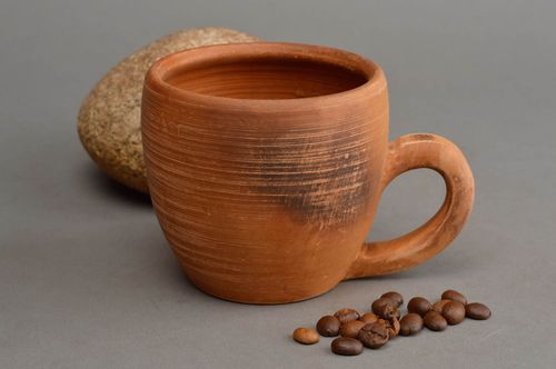 5 oz clay Mexican village-style coffee cup with handle 0,4 lb - MADEheart.com