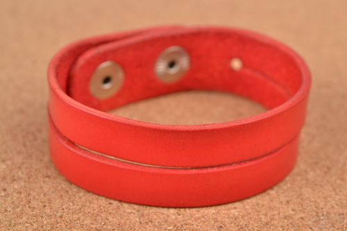 Stylish beautiful handmade genuine leather wrist bracelet with studs - MADEheart.com
