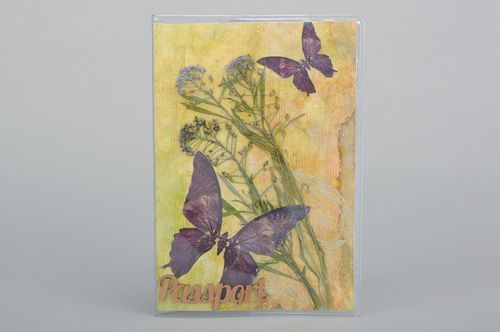 Cover for the passport with dried flowers Butterflies - MADEheart.com