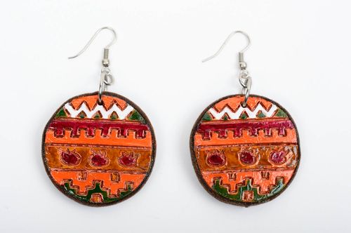 Beautiful handmade ceramic earrings painted clay earrings cool jewelry - MADEheart.com