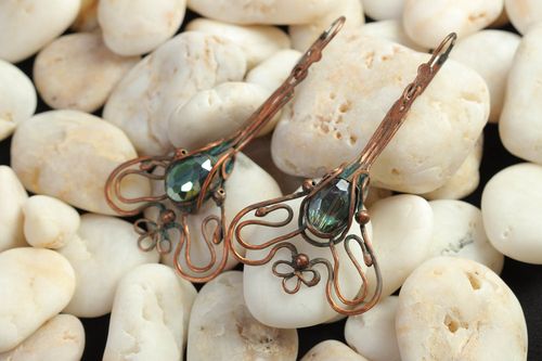 Unusual handmade metal earrings wire wrap ideas fashion trends gifts for her - MADEheart.com