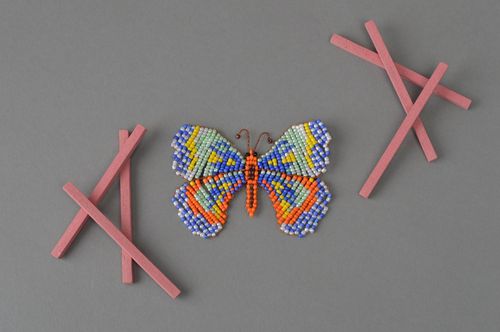 Handgemachter Glasperlen Kühlschrankmagnet Schmetterling für Dekoration  - MADEheart.com