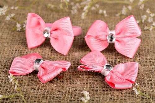 Haarschmuck Set handgefertigt Kinder Haargummis Haarspangen Kinder rosa - MADEheart.com