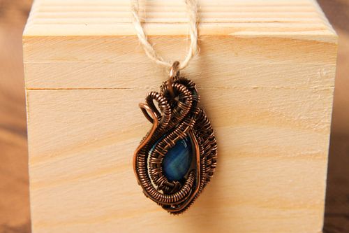 Unusual handmade metal pendant wire wrap ideas artisan jewelry designs - MADEheart.com