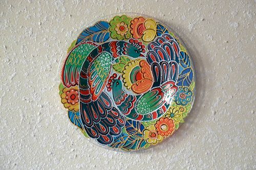 Decorative plate with painting Fire Birds - MADEheart.com