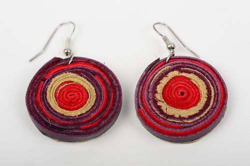 Handmade designer earrings unusual large earrings leather cute accessory - MADEheart.com