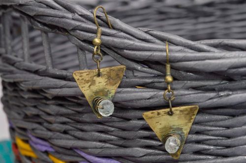 Pendientes de latón artesanales bisutería fina pendientes de moda con cristales - MADEheart.com