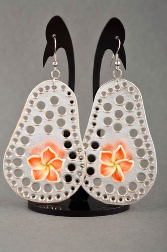 Handgemachte große Ohrringe Leder Schmuck zarte stilvolle Ohrhänger Frauen - MADEheart.com