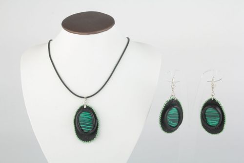 Genuine leather necklace and earrings - MADEheart.com