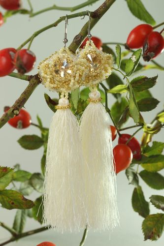 Handmade unusual cute earrings textile beaded earrings designer accessory - MADEheart.com