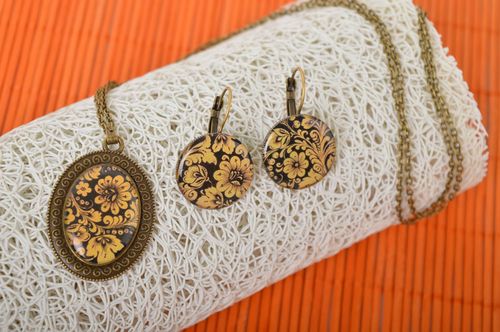 Boucles doreilles fait main Pendentif femme Ensemble de bijoux - MADEheart.com