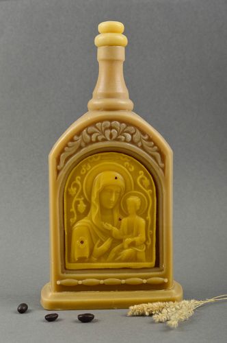 Öko Geschirr handmade dekorative Flasche aus Wachs mit Ikone für Haus Deko  - MADEheart.com