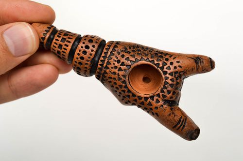 Smoking clay accessory handmade smoking pipe unusual pipe designer gift for men - MADEheart.com
