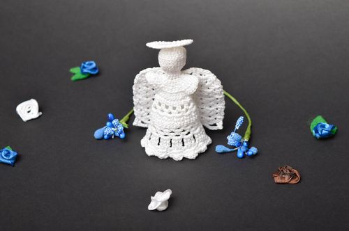 Deko Schutzengel handmade Textil Spielzeug Deko Anhänger Designer Geschenk weiß - MADEheart.com