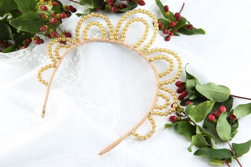 Handmade Frisur Haarreif Haarschmuck für Mädchen Damen Modeschmuck goldfarbig - MADEheart.com