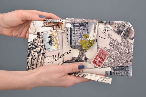 Handmade fabric clutch bag with handle - MADEheart.com