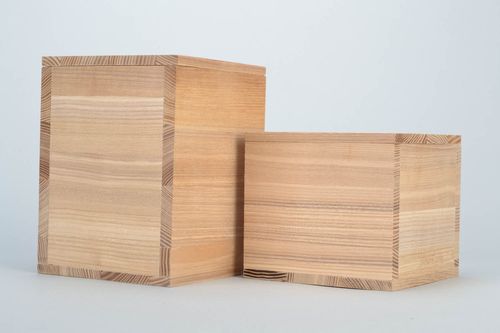Boîtes en bois carrées faites main ensemble à décorer ou peindre 2 pièces - MADEheart.com