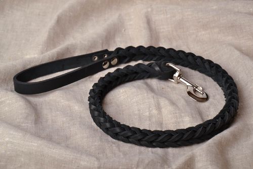 Woven leather dog leash - MADEheart.com