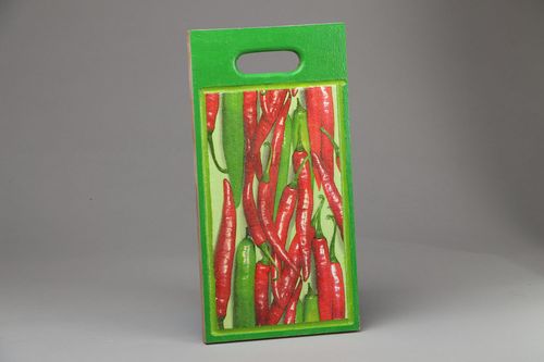 Planche à découper artisanale faite main Poivres - MADEheart.com