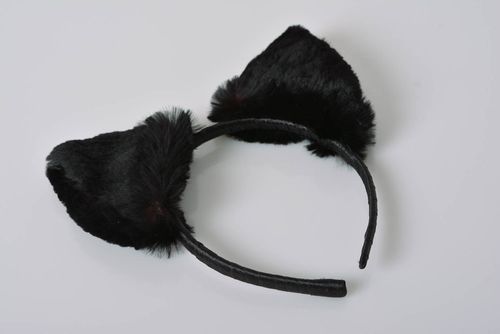 Childrens hairband with animal ears with faux fur handmade beautiful accessory - MADEheart.com