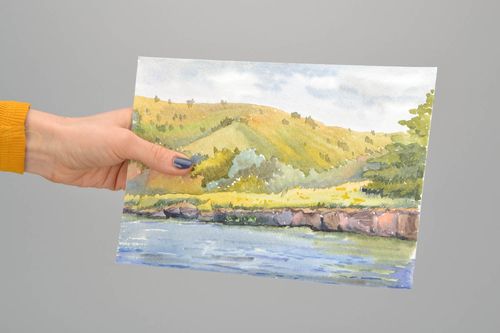 Aquarell Gemälde Berglandschaft - MADEheart.com