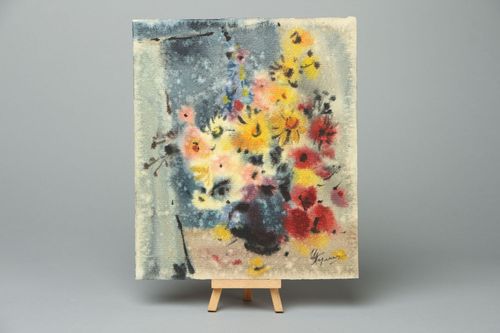 Gemälde mit Aquarellfarben Blumenstrauß am Fenster - MADEheart.com