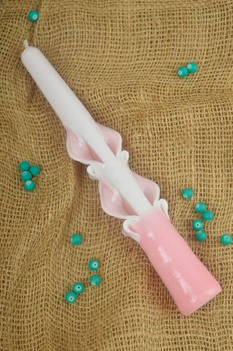 Besondere Kerze handmade Haus Deko in Rosa wunderschön Deko Kerze für Interieur - MADEheart.com