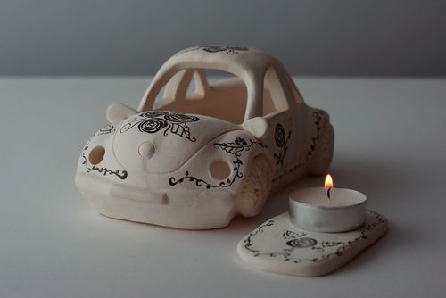 Clay holder for one candle - MADEheart.com