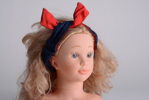 Bandeau pour cheveux artisanal rouge bleu - MADEheart.com