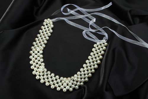 Collana con perline fatta a mano girocollo originale accessorio da donna - MADEheart.com