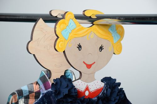 Painted plywood childrens clothes hanger - MADEheart.com