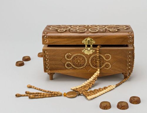 Scatola di legno fatta a mano Cofanetto intarsiato Scrigno con intarsi - MADEheart.com