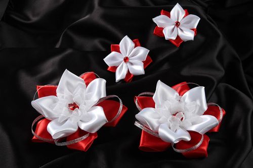 Flower hair clips designer hair accessory gift ideas unusual gift set of 4 items - MADEheart.com