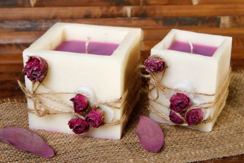 Festive handmade paraffin candles decorative candle designs 2 pieces gift ideas - MADEheart.com