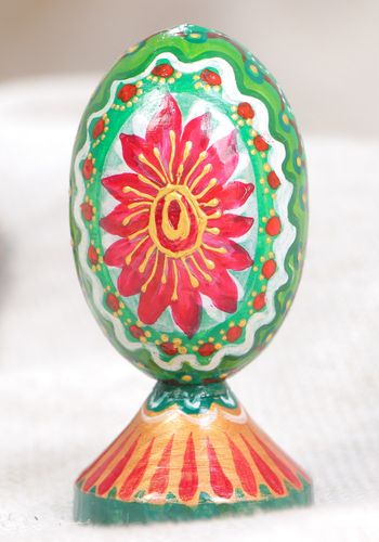 Handmade decorative wooden Easter egg with painting on holder - MADEheart.com