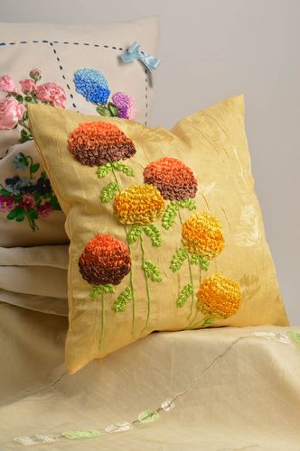 Federa di nastri fatta a mano federa dipinta con fiori biancheria da letto - MADEheart.com