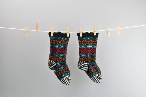 Носки ручной работы шерстяные носки из шерсти женские носки с ярким узором - MADEheart.com