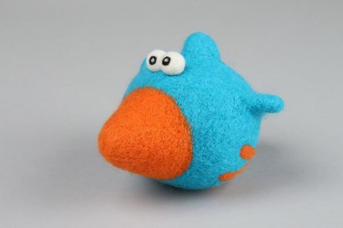 Soft toy felted from wool Blue birdie - MADEheart.com