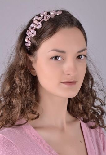 Grinalda para cabelo cor de rosa feita à mão acessórios de cabelo  - MADEheart.com