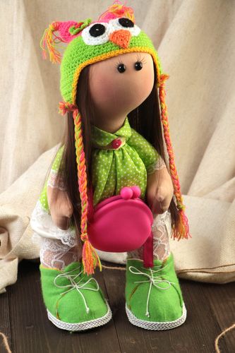 Beautiful handmade cotton fabric soft doll childrens toy Fashionista - MADEheart.com