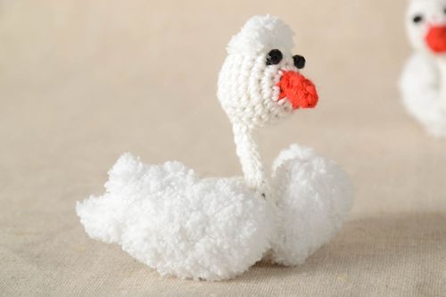 Unusual swan soft toy stylish beautiful toy handmade textile toy cute swan - MADEheart.com