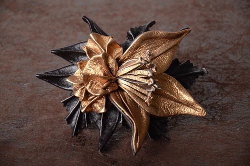 Flower scrunchy leather scrunchy hair accessories for women present for women - MADEheart.com