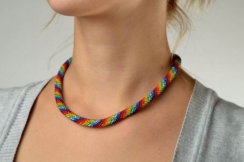 Collier spirale Bijou fait main perles de rocaille vives Cadeau pour femme - MADEheart.com
