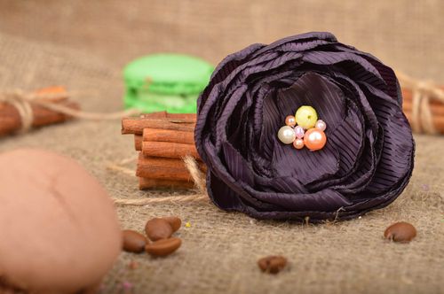 Designer beautiful handmade dark cute chiffon hair clip in shape of flower - MADEheart.com